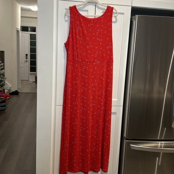 Red VNeck Sleeveless Maxi Dress size 1X NEW - Picture 6 of 12